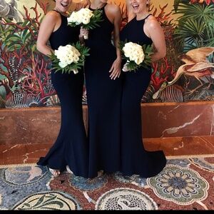 Long formal navy blue gown